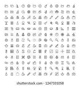 School accessories icon set. Collection of high quality black outline logo for web site design and mobile apps. Vector illustration on a white background.