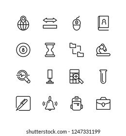 School accessories icon set. Collection of high quality black outline logo for web site design and mobile apps. Vector illustration on a white background.