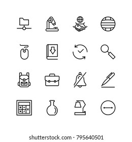 School accessories icon set. Collection of high quality black outline logo for web site design and mobile apps. Vector illustration on a white background.
