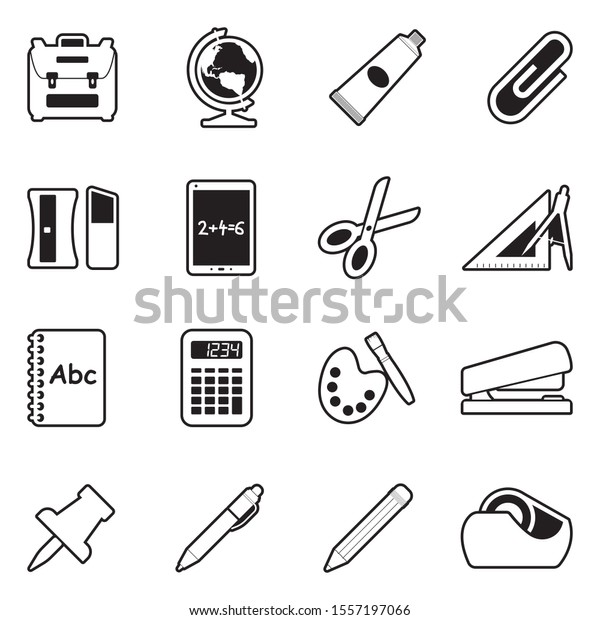 School Accessories Icons. Line With Fill\
Design. Vector\
Illustration.