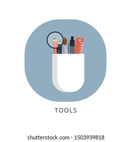 School accessories isolated in holder,illustration,vector