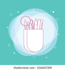 School accessories isolated in holder,illustration,vector. Concept of line icon