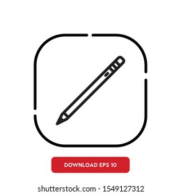 School accessories symbol, pencil outline vector icon