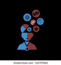 School activities vector icon, educational and science symbols