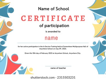 School activity colorful certificate for students of sports