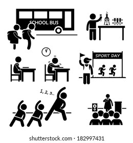 School Activity Event For Student Stick Figure Pictogram Icon Clipart