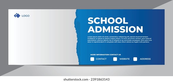 School Admission 2024 social media post Banner Design blue  grey color theme School Admission Banner template design | modern and minimal design for text free and image 