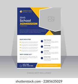 School admission, back to school flyer or poster design template