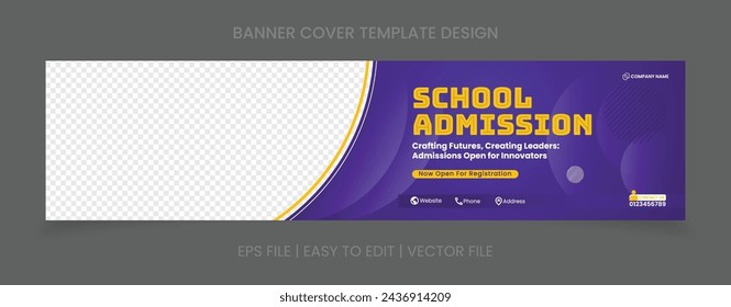 school admission banner design. horizontal banner with abstract background. vector file with image space.