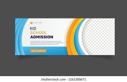 School admission banner flyer. Social media cover photo design template. - Vector.