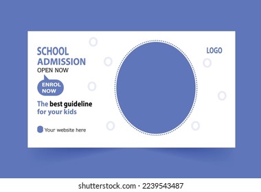 School admission banner flyer. Social media cover photo design template Vector.