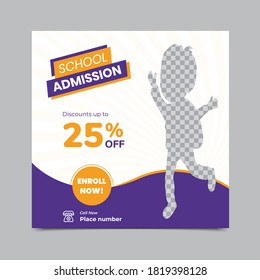 School admission banner, online class admission and back to school  social media banner template Premium vector file