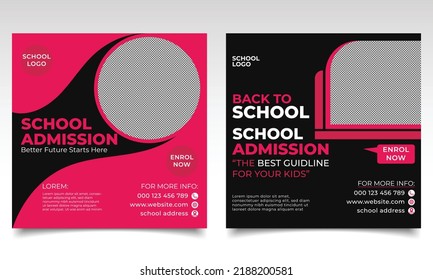 School Admission Banner Or Poster Design Template. School, College, Kids, Education Poster, Or Editable Banner Or Flyer Design.