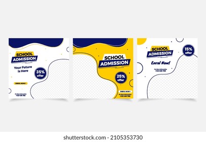 school admission banner social media template design. website poster flyer brochure promotion advertising