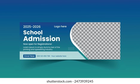 School admission banner template, admission banner
