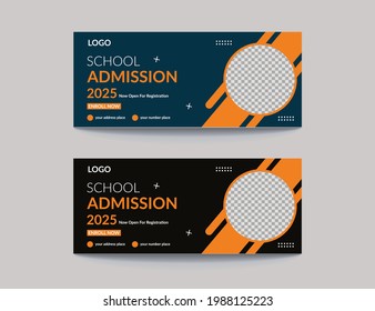 School admission banner template for junior and senior high school.Admission Open Flyer Design, abstract education Center brochure, Tuition vector landing page template, school web banner


