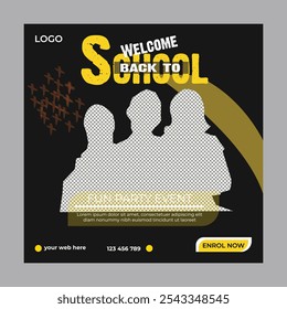 School admission concept square flyer template