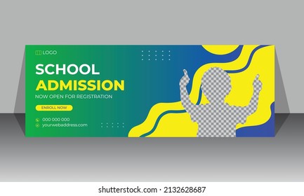 School Admission Cover Design and Web Banner Template, Back to School Social Media Cover Template