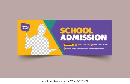 School Admission Cover and Web Banner Template, Back to School Social Media Cover Template