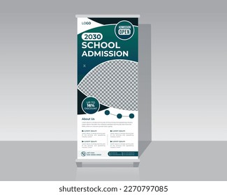 School admission creative roll up banner design