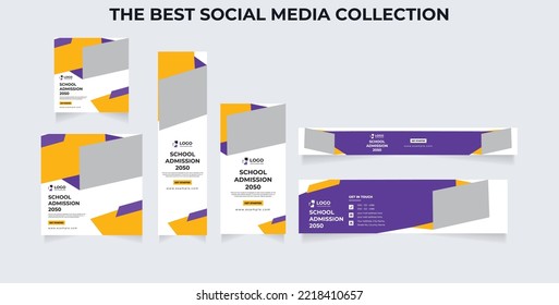 School admission Editable minimal square banner template. background color with geometric shapes for social media post, story and web 