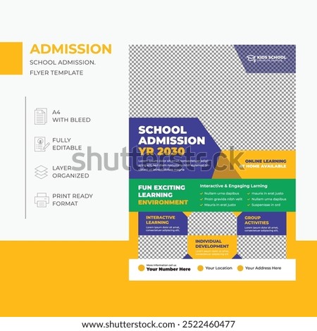 School Admission Or Education Flyer Design Template.Education leaflet Design Vector.