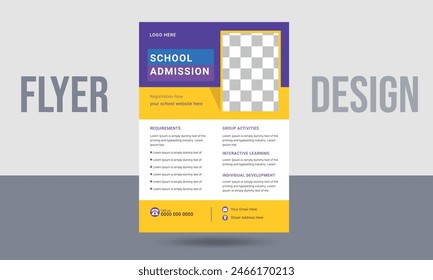 school admission education flyer or kids school admission poster design template .Flyer brochure cover  admission layout design.