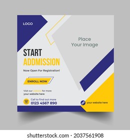 school admission or education social media pack template