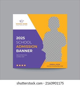 school admission or education social media media post banner template design