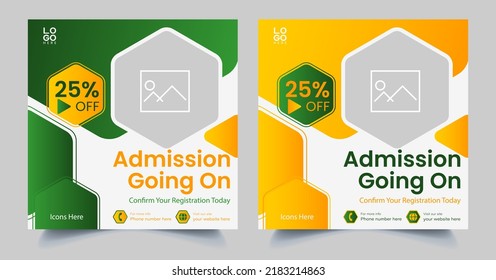 school admission or education social media template premium vector, back to school admission social media post template, social media post design