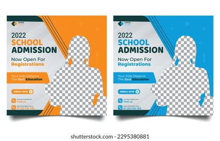 school admission or education social media pack template design set back to school Suitable for online education, Vector illustration
