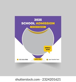 School admission or education social media pack template premium vector