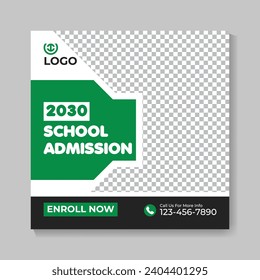 School admission education social media post design back to school web banner template