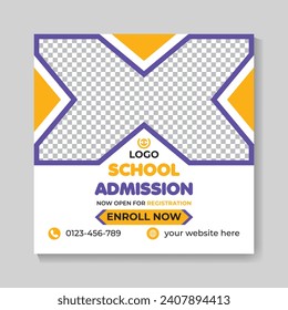 School admission education social media post design web banner template