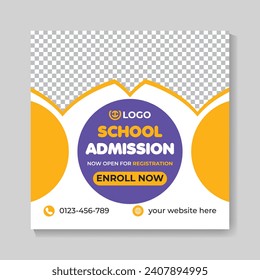 School admission education social media post design back to school web banner template