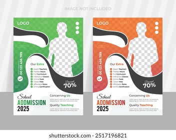 School admission educational flyer template design or brochure cover