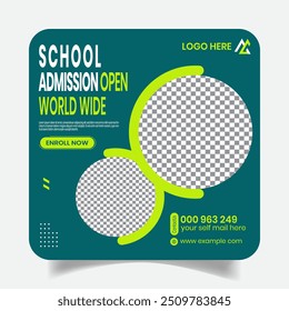 School Admission Elegance Social Media Post Design Layout