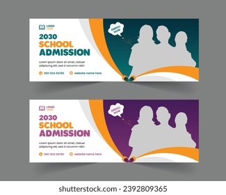 School Admission Facebook Cover and Back to School Educational Web Banner Template design