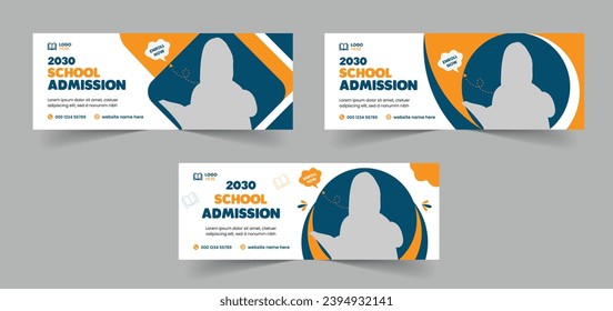 School Admission Facebook Cover and Back to School Educational Web Banner Template design
