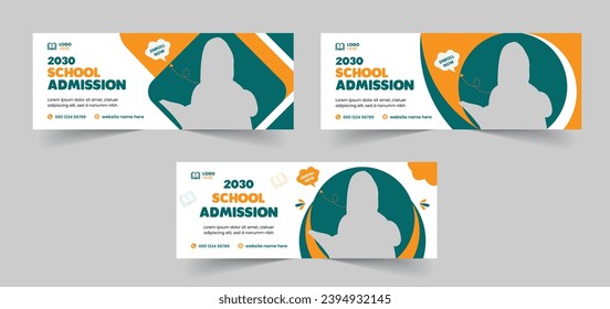 School Admission Facebook Cover and Back to School Educational Web Banner Template design
