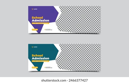 School admission facebook cover banner template. Kids school education admission social media web banner template design. vector illustration..eps
