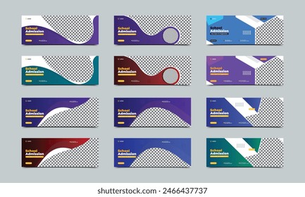 School admission facebook cover banner template. Kids school education admission social media web banner template design. vector illustration..eps
