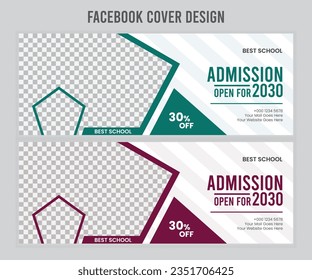 School admission facebook cover design template in 2 colors.