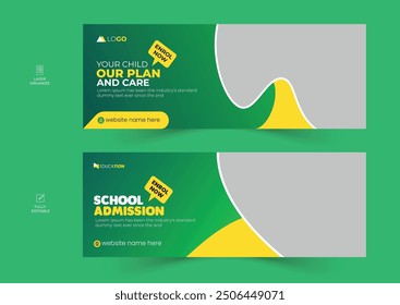 School admission Facebook cover design set, education timeline social media banner template