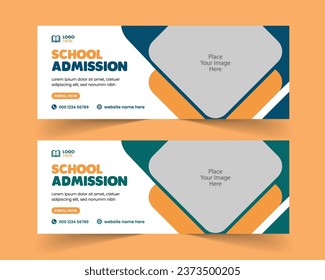 School Admission Facebook Cover and Educational Web Banner Template, Back to School Social Media Template Design

