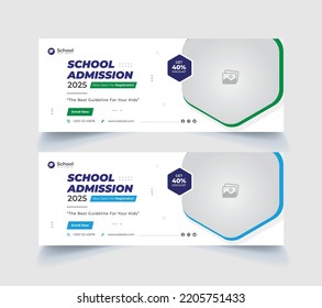 school admission, facebook cover page template and digital ads