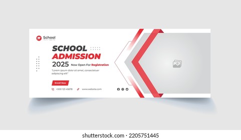 school admission, facebook cover page template and digital ads