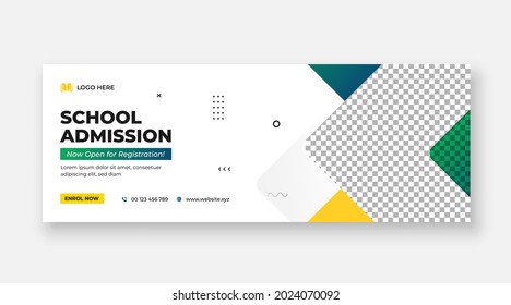 School Admission Facebook Cover and Web Banner Template, Back to School Social Media Cover Template