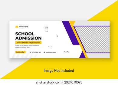 School Admission Facebook Cover and Web Banner Template, Back to School Social Media Cover Template