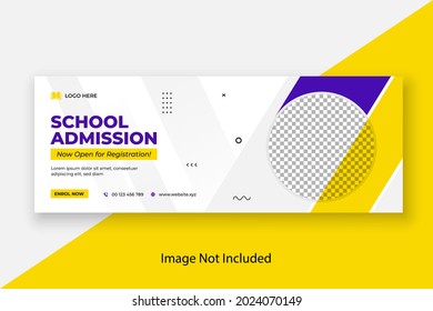 School Admission Facebook Cover and Web Banner Template, Back to School Social Media Cover Template